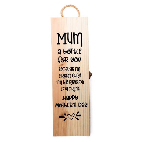 engraved mother's day wine bottle box for you from me