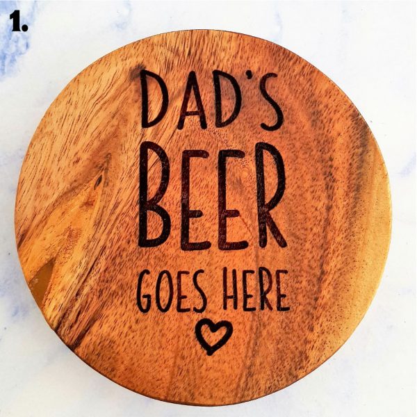 Dad's Beer Customised Wooden Coasters