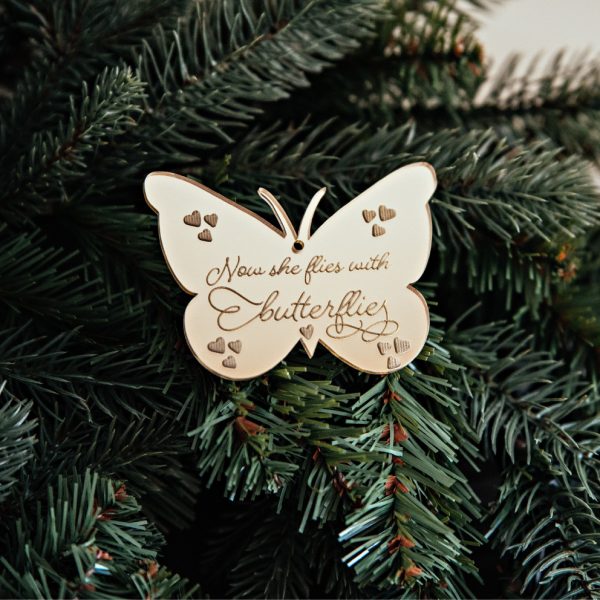 Butterfly shaped bereavement christmas ornament