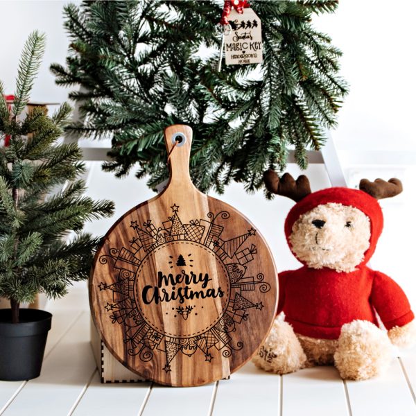 wooden Christmas serving paddle board