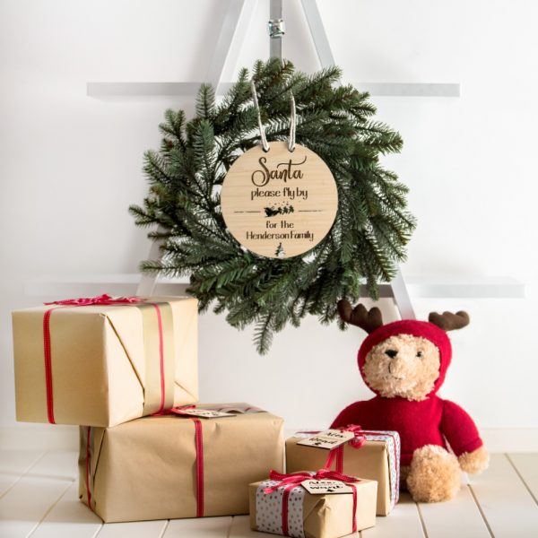 Personalised Santa Fly By Sign