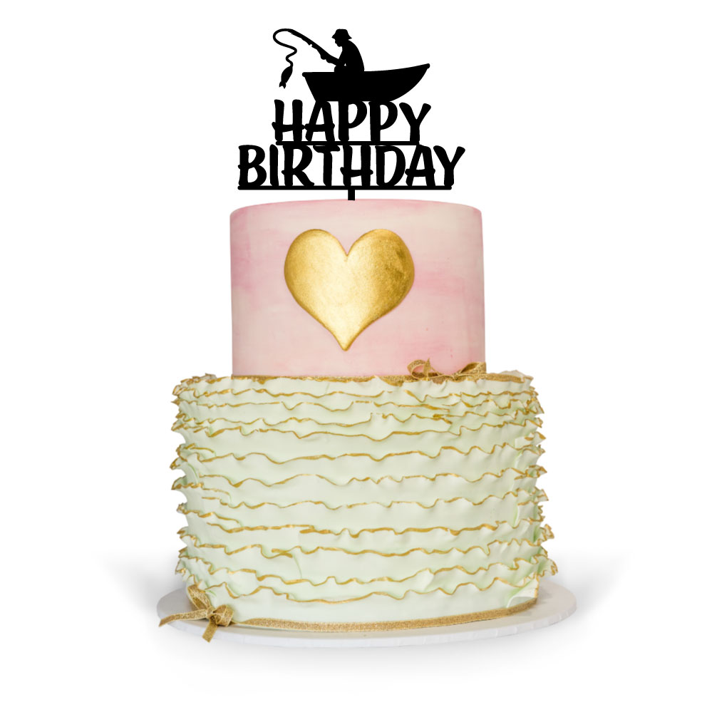 Themed Happy Birthday Cake Topper Fishing Sweetheart Creative