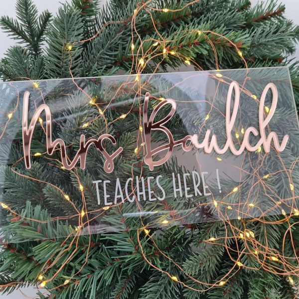 Personalised Teacher Sign Clear Acrylic