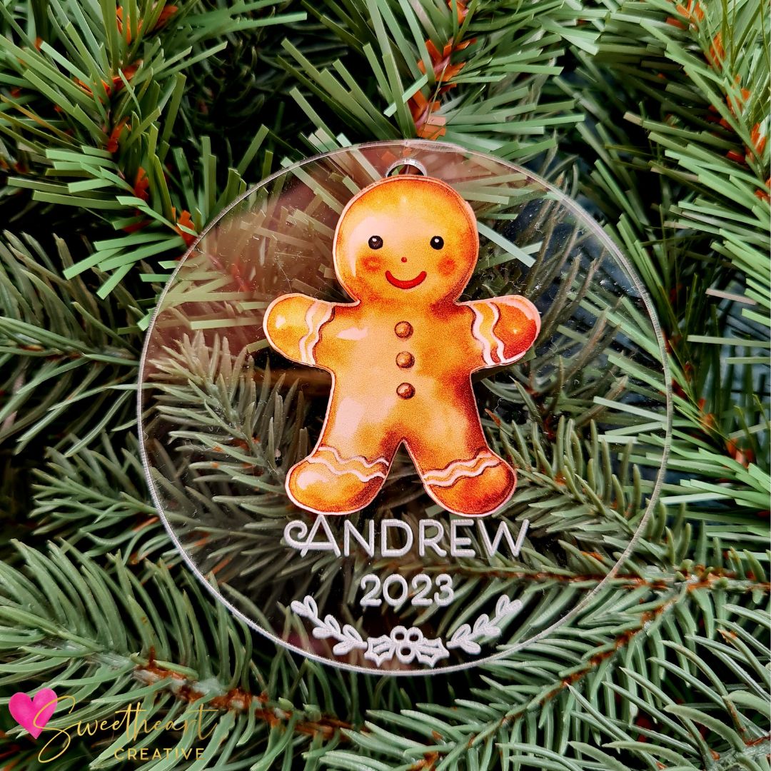 gingerbread boy printed acrylic ornanament