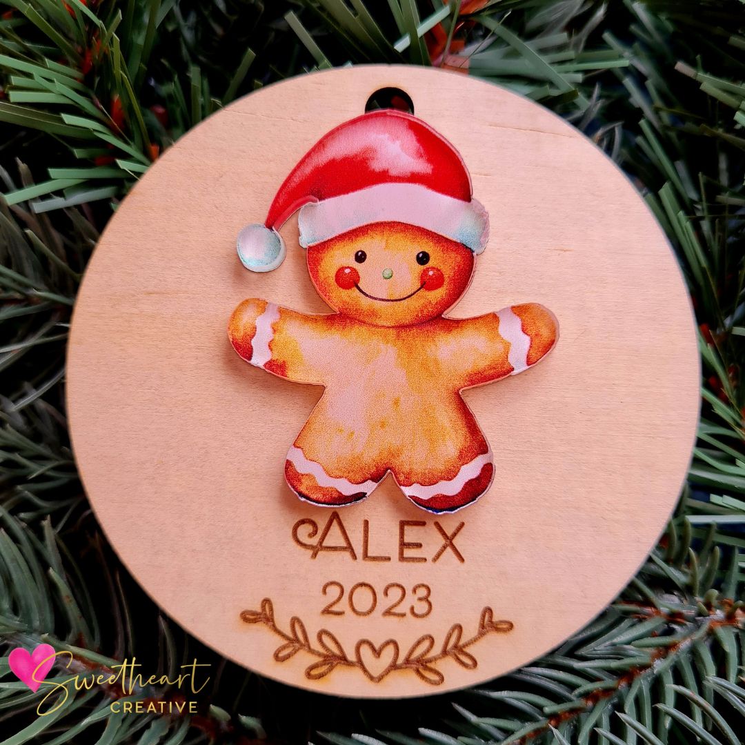 Gingerbread boy with a santa hat